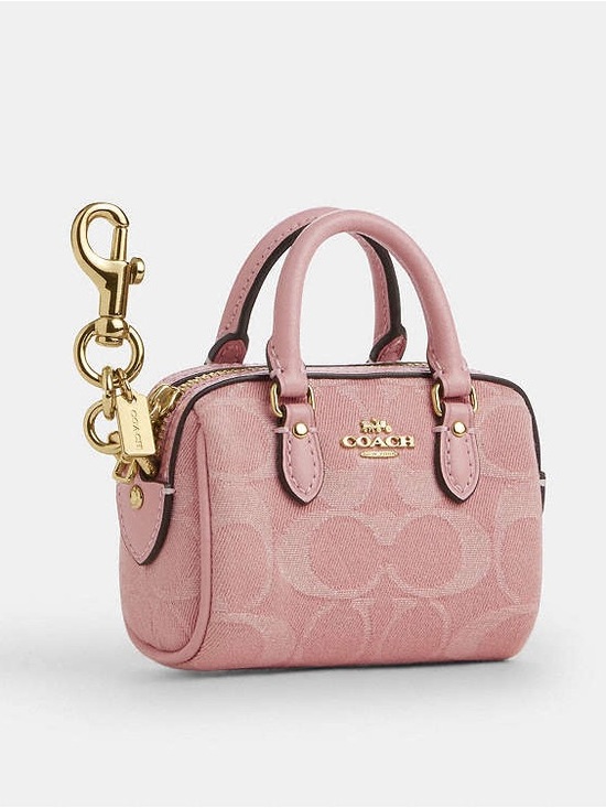Coach Accessories - Coach Pink Mini Signature Dome Key Charm with Gold Hardware
